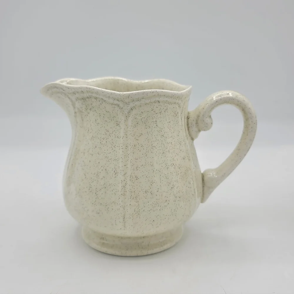 Ironstone Japan Creamer + Hearthside Baroque Sugar Bowl Speckled 70s Tableware